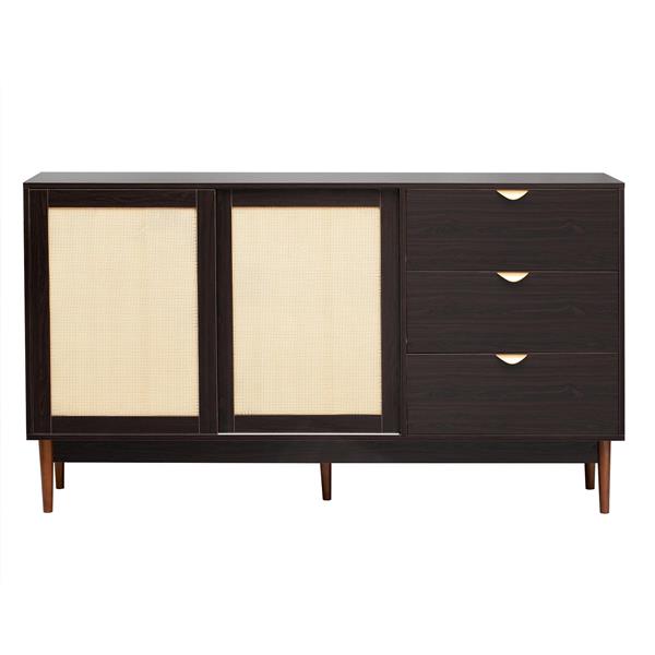 Featured Two-door Storage Cabinet with Three Drawers and Metal Handles , Suitable for Corridors, Entrances, Living rooms, and Study