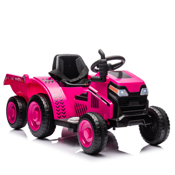 12V Kids Ride On Electric Tractor Black Knight,Kids Ride On Toy.2WD,Non-skid tires, steering wheel, foot pedal,With Removable storage tug,Light,Bluetooth,Music,MP3,USB,Power Display For Kids Aged 3+.