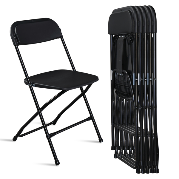 6pcs Injection Molding Classic Garden Plastic Folding Chair Black