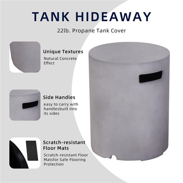 Diameter 16 Inch Fire Pit Tank Cover Faux Concrete Texture Gas Tank