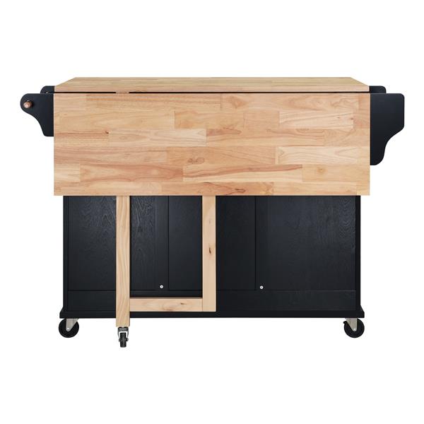 Natural Wood Top Kitchen Island with Storage