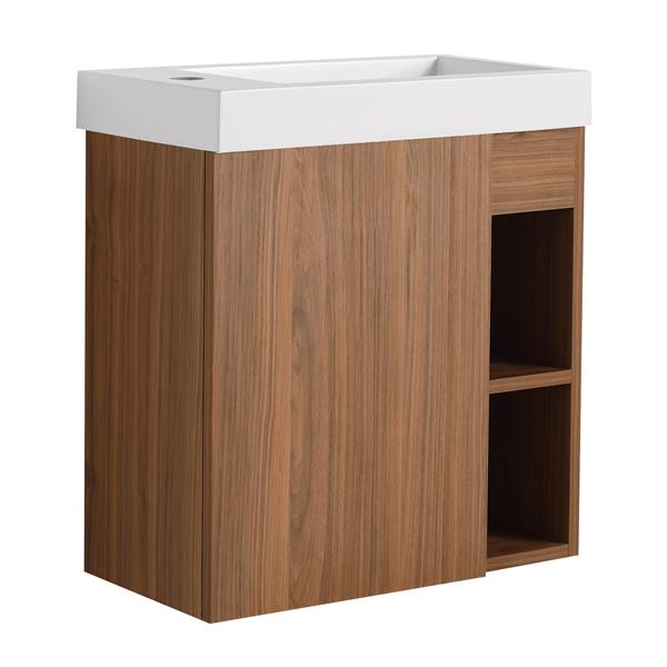 20'' Floating Wall-Mounted Bathroom Vanity with White Resin Sink & Soft-Close Cabinet Door