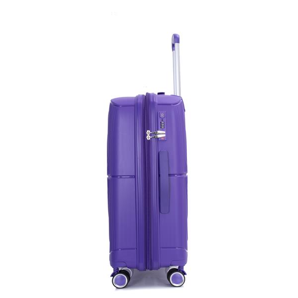 Expandable Hardshell Suitcase Double Spinner Wheels PP Luggage Sets Lightweight Durable Suitcase with TSA Lock,3-Piece Set (20/24/28) , Purple