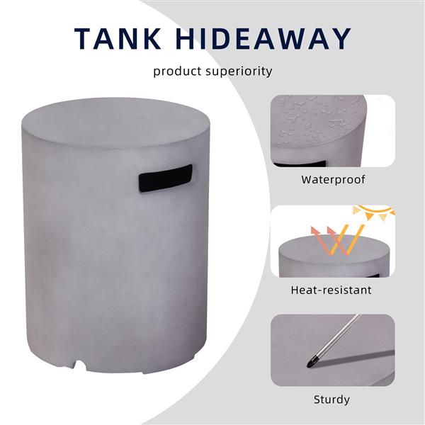 Diameter 16 Inch Fire Pit Tank Cover Faux Concrete Texture Gas Tank