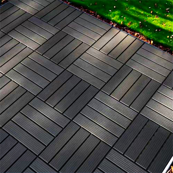 44pcs Straight stripe dark grey 11.8 "x 11.8" (30cmx30cm) interlocking deck plastic tiles, non-slip and waterproof, indoor and outdoor all-day terrace tiles, 3D imitation wood grain, patio, balcony