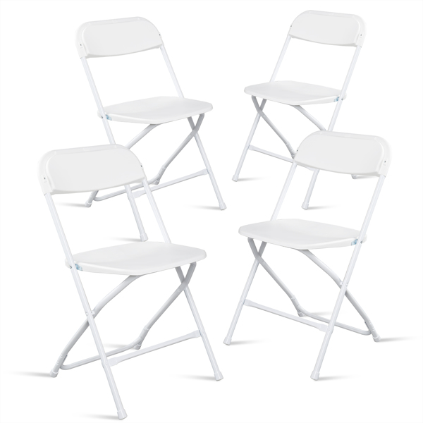 4pcs Injection Molding Classic Garden Plastic Folding Chair White