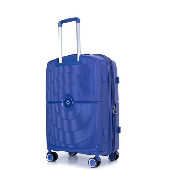 Expandable Hardshell Suitcase Double Spinner Wheels PP Luggage Sets Lightweight Durable Suitcase with TSA Lock,3-Piece Set (20/24/28) ,Navy