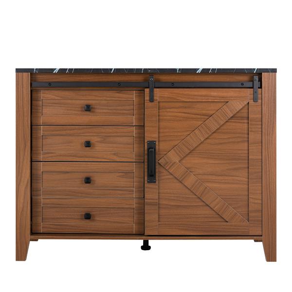 Drawer dresser cabinet,Sideboard,bar cabinet,Buffet server console,table storge cabinets,Slide the barn door,four drawers,Metal handle,for Dining Room,Living Room,bedroom,Kitchen Hallway,Brown +black