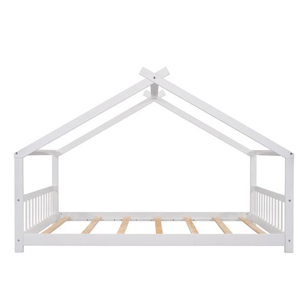 Full Size House Bed Wood Bed, White