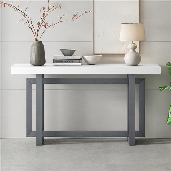 Contemporary Console Table with Wood Top, Extra Long Entryway Table for Entryway, Hallway, Living Room, Foyer, Corridor