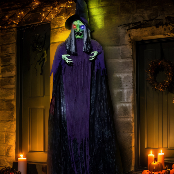  11.8ft Life Size Hanging Witch Talking Halloween Hanging Decoration