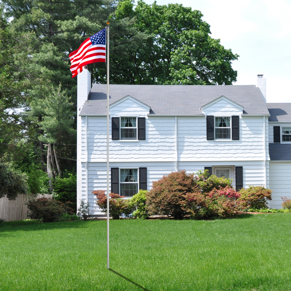 Flag Pole Kit for Outside House in Ground, 30FT Sectional Aluminum Extra Thick Flagpole, 5x3 US Flag, Heavy Duty Flag Poles Kit for Yard