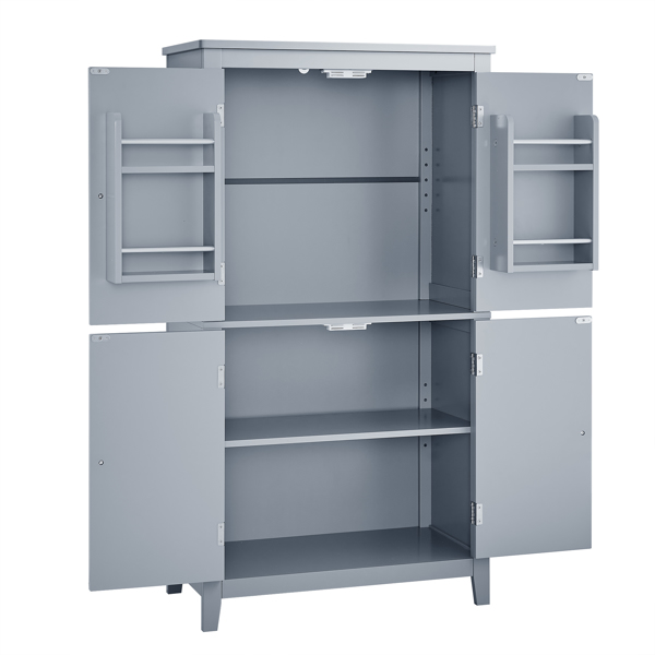 Bathroom Storage Cabinet, Cabinet with Two Doors and Drawers, Adjustable Shelf, MDF Board, Grey  