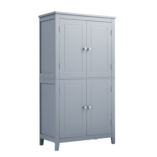 Bathroom Storage Cabinet, Cabinet with Two Doors and Drawers, Adjustable Shelf, MDF Board, Grey  