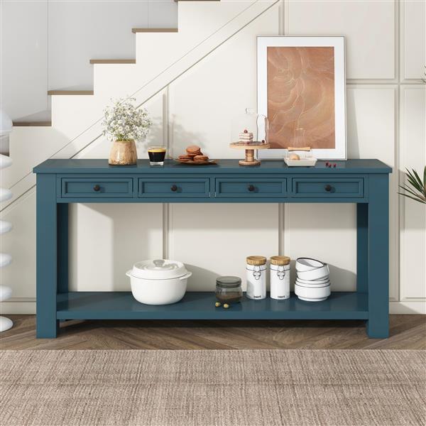 Console Table/Sofa Table with Storage Drawers and Bottom Shelf for Entryway Hallway(Dark Blue)