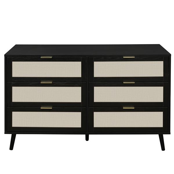 Modern 6 Drawer Dresser Wood Cabinet (Black)