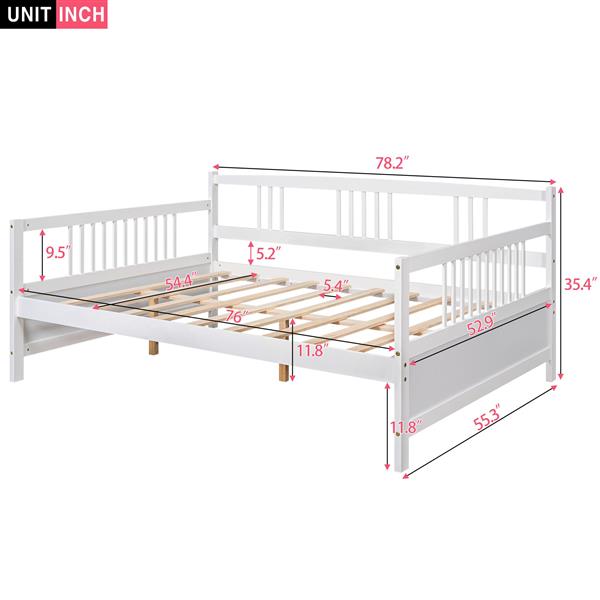 Full Size Daybed with Support Legs, White