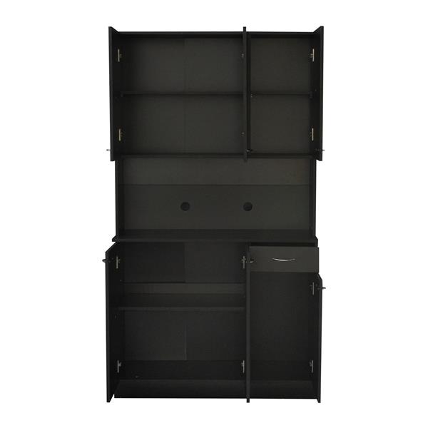 70.87" Tall Wardrobe& Kitchen Cabinet, with 6-Doors, 1-Open Shelves and 1-Drawer for bedroom,Black