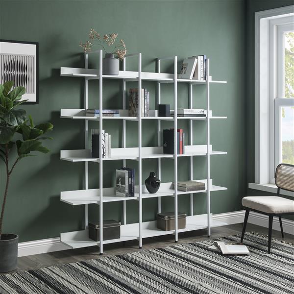 [VIDEO] 5 Tier Bookcase Home Office Open Bookshelf, Vintage Industrial Style Shelf with Metal Frame, MDF Board