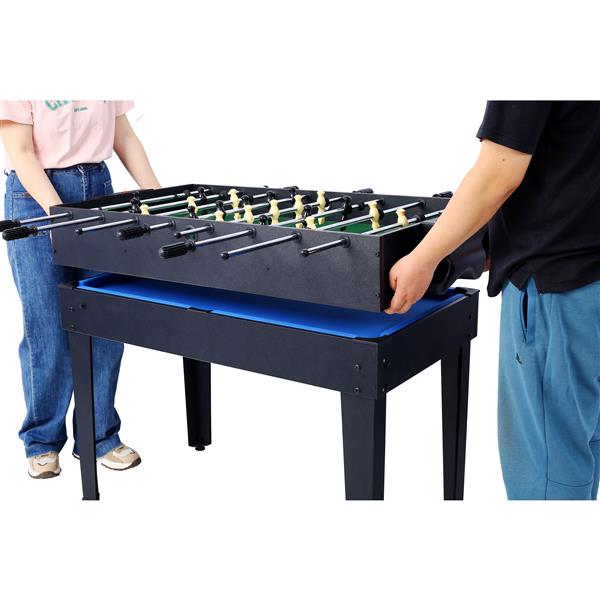 5-in-1 Multi-Game Table - Billiards, Push Hockey, Foosball, Ping Pong, and Basketball black/blue