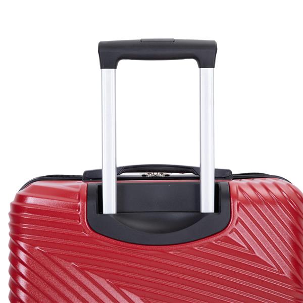 3 Piece Luggage Sets PC+ABS Lightweight Suitcase with Two Hooks, Spinner Wheels, (20/24/28) Red