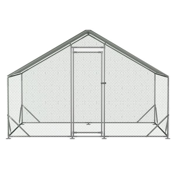 Large Metal Chicken Coop, Walk-in Chicken Run,Galvanized Wire Poultry Chicken Hen Pen Cage, Rabbits Duck Cages with Waterproof and Anti-Ultraviolet Cover for Outside(10' L x 6.6' W x 6.56' H)