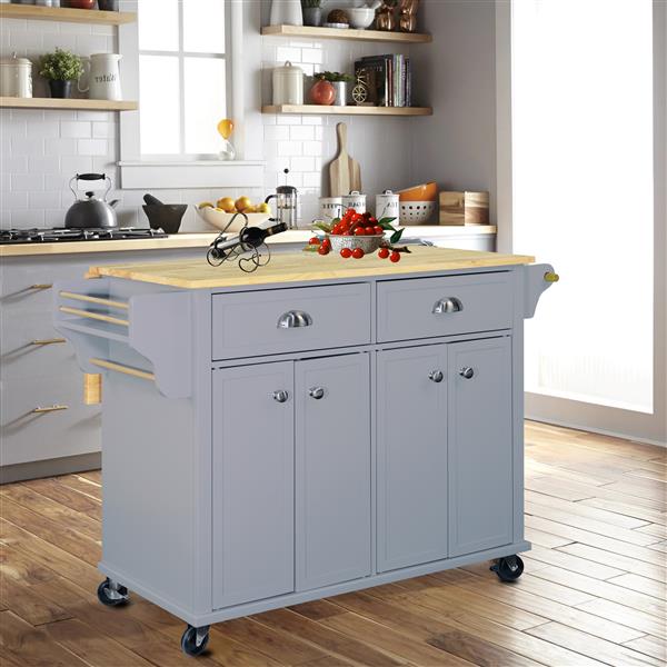 Natural Wood Top Kitchen Island with Storage