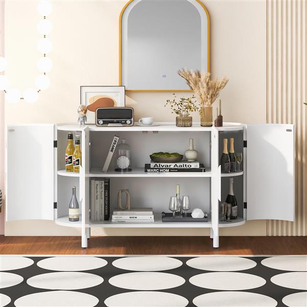 Curved Design Light Luxury Sideboard with Adjustable Shelves,Suitable for Living Room,Study and Entrance