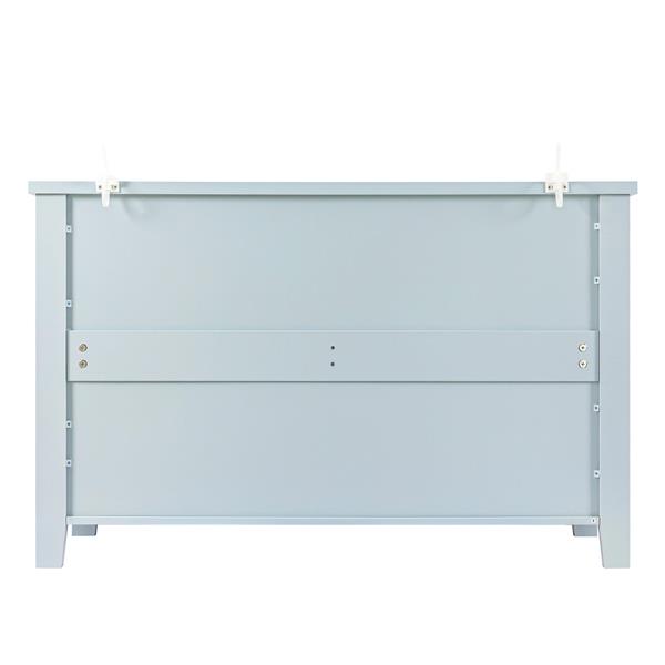 Drawer Dresser BAR CABINET side cabinet,buffet sideboard,buffet service counter, solid wood frame,plasticdoor panel,retro shell handle,applicable to dining room, living room,kitchen corridor,Blue-gray