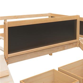 Twin size Loft Bed Wood Bed with Two Storage Boxes - Natrual