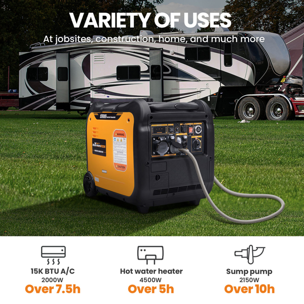 发电机5KW Generator Inverter Power Generator Quiet Emergency Generator E-start 【Amazon/Walmart/TEMU禁售】 -3