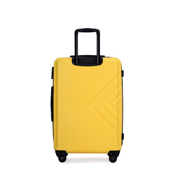 3 Piece Luggage Sets ABS Lightweight Suitcase with Two Hooks, Spinner Wheels, TSA Lock, (20/24/28), Yellow