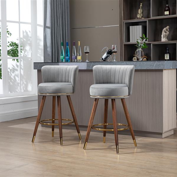 Counter Height Bar Stools Set of 2 for Kitchen Counter Solid Wood Legs with a fixed height of 360 degrees