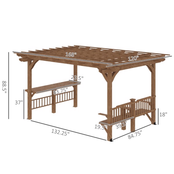 Wooden pavilion With seat