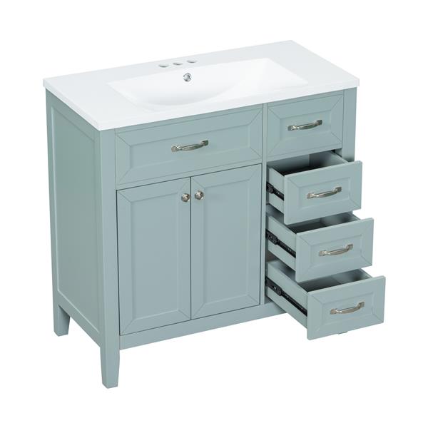 36" Bathroom Vanity with Sink Combo, Green Bathroom Cabinet with Drawers, Solid Frame and MDF Board