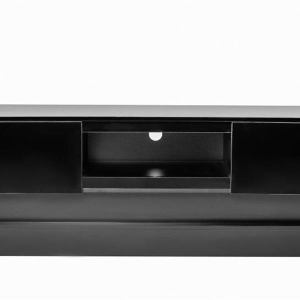 51.18inch  Black morden TV Stand with LED Lights,high glossy front TV Cabinet,can be assembled in Lounge Room, Living Room or Bedroom,color:BLACK