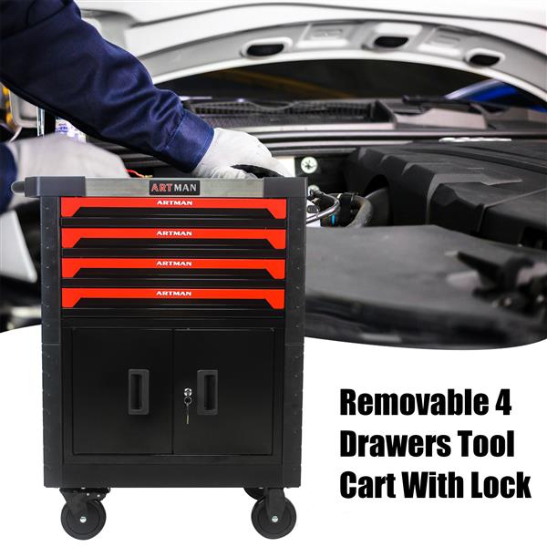 REMOVABLE 4 DRAWERS TOOL CART WITH LOCK