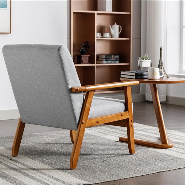 Leisure Chair with Solid Wood Armrest and Feet, Mid-Century Modern Accent chair, for Living Room Bedroom Studio chair