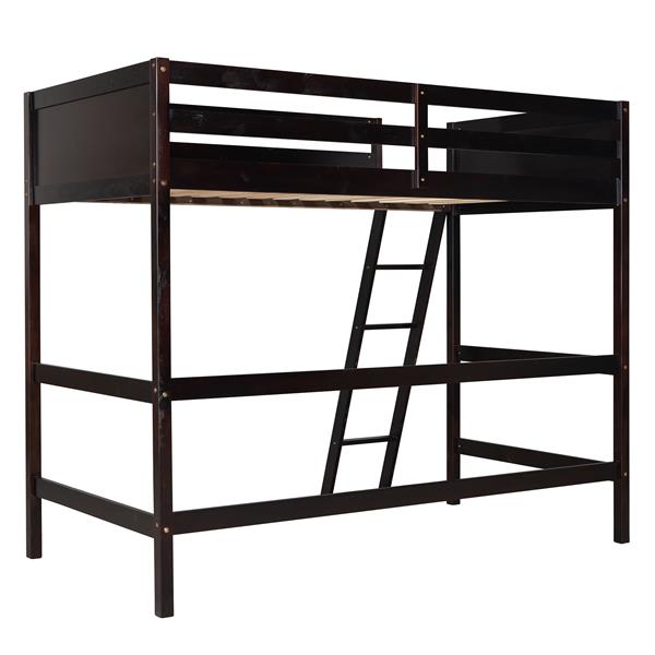 Solid Wood Twin Size Loft Bed with Ladder(Espresso)