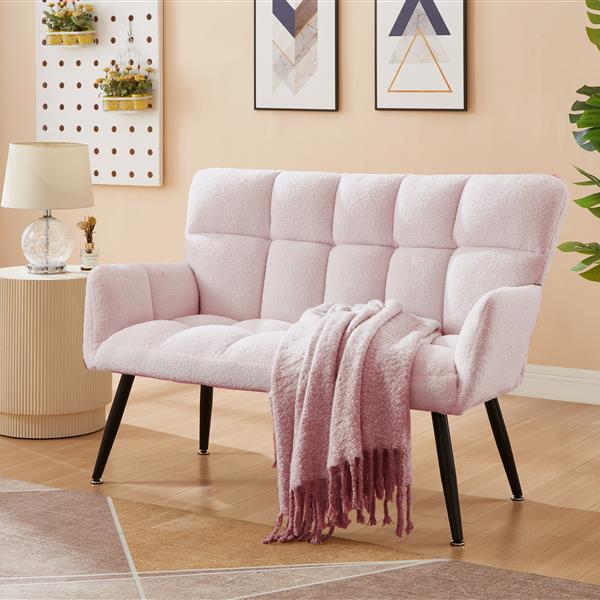 52'' Small Loveseat Sofa, Couch 2-Seater with Quilting Backs for Living Room, Bedroom and Small Space(COLOR:PINK)