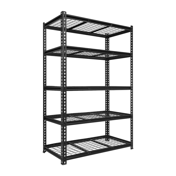 5-Tier  Adjustable Metal Shelving Unit ,Heavy Duty Garage Shelving,Storage Racks,Industrial Utility Shelf,47.2" W x 24 "D x 72''H, Black for Garage, Basement, Warehouse, Workshop,kitchen and so on.