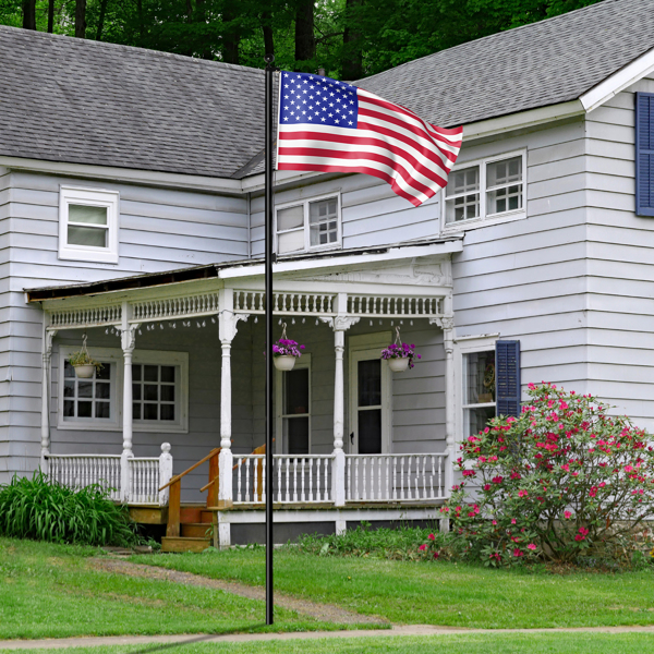 Flag Pole Kit for Outside House in Ground, 20FT Sectional Aluminum Extra Thick Flagpole, 5x3 US Flag, Heavy Duty Black Flag Poles Kit for Yard