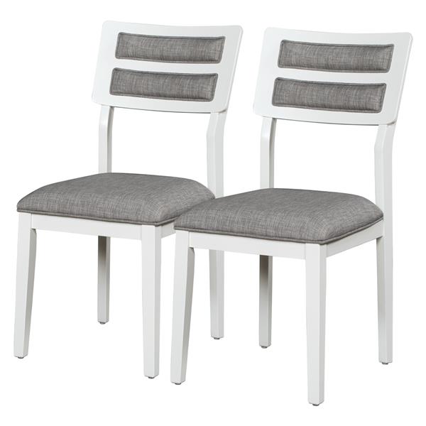 Classic and Traditional Style 6 - Piece Dining Set, Includes Dining Table, 4 Upholstered Chairs & Bench (White+Gray)