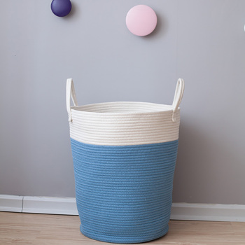 Large Baskets for Blanket Cotton Rope Woven Storage Baskets with Strong Handles Nursery Laundry Basket Kids Toy Hamper