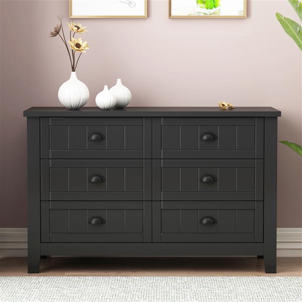 Drawer Dresser BAR CABINET side cabinet,buffet sideboard,buffet service counter, solid wood frame,plasticdoor panel,retro shell handle,applicable to dining room, living room, kitchen ,corridor,black