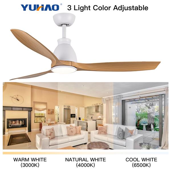 52 In.Intergrated LED Ceiling Fan with Antique Brown Wood Graiin Blade