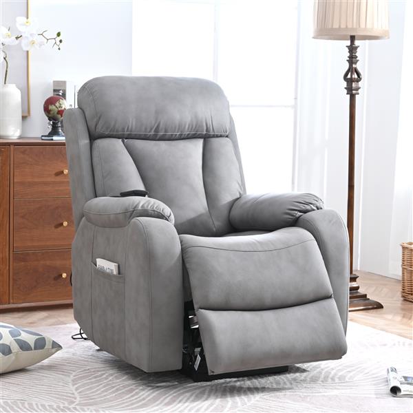 Electric Power Lift Recliner Chair for Elderly, Fabric Recliner Chair for Seniors, Home Theater Seating,Living Room Chair,Side Pocket, Remote Control,Light Gray