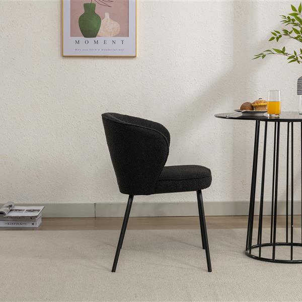 041-Set of 1 Fabric Dining Chair With Black Metal Legs,Black