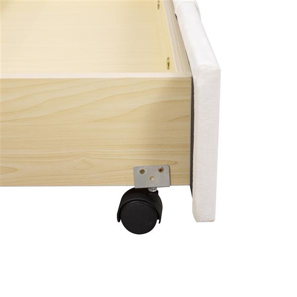 Queen Size Storage Bed Velvet Upholstered Platform Bed with a Big Drawer - Beige