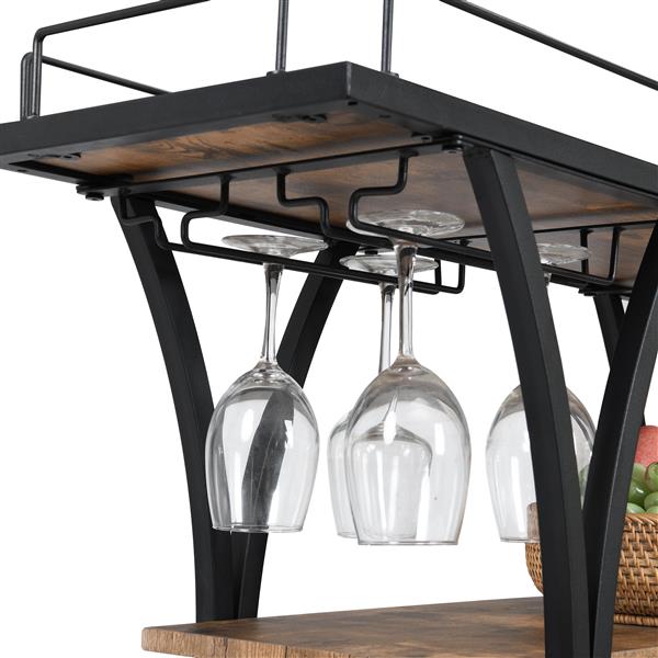 Industrial Bar Cart Kitchen Bar&Serving Cart for Home with Wheels 3 -Tier Storage Shelves